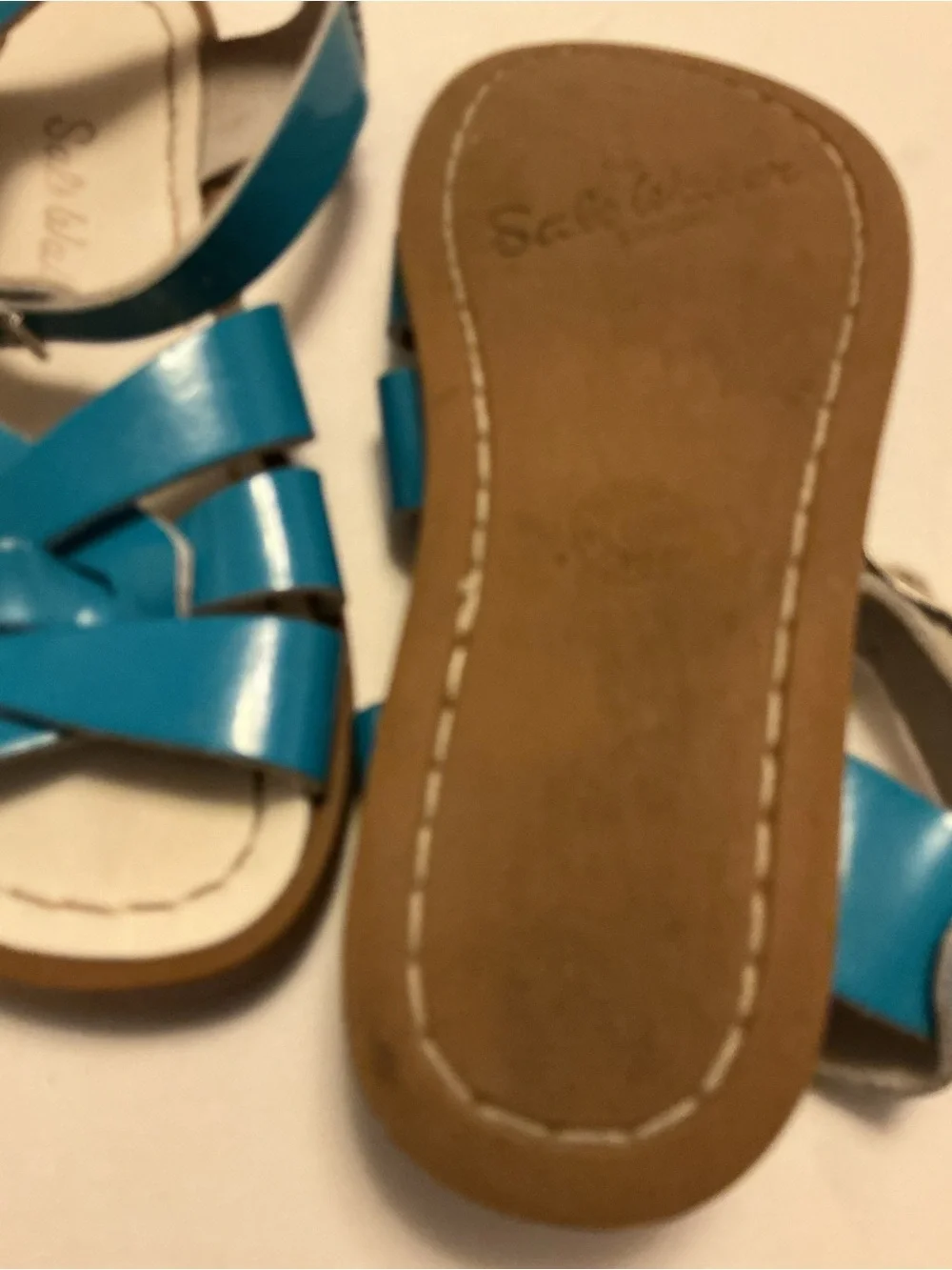 Girls' Teal Patent Leather Strappy Sandals with Ankle Buckle